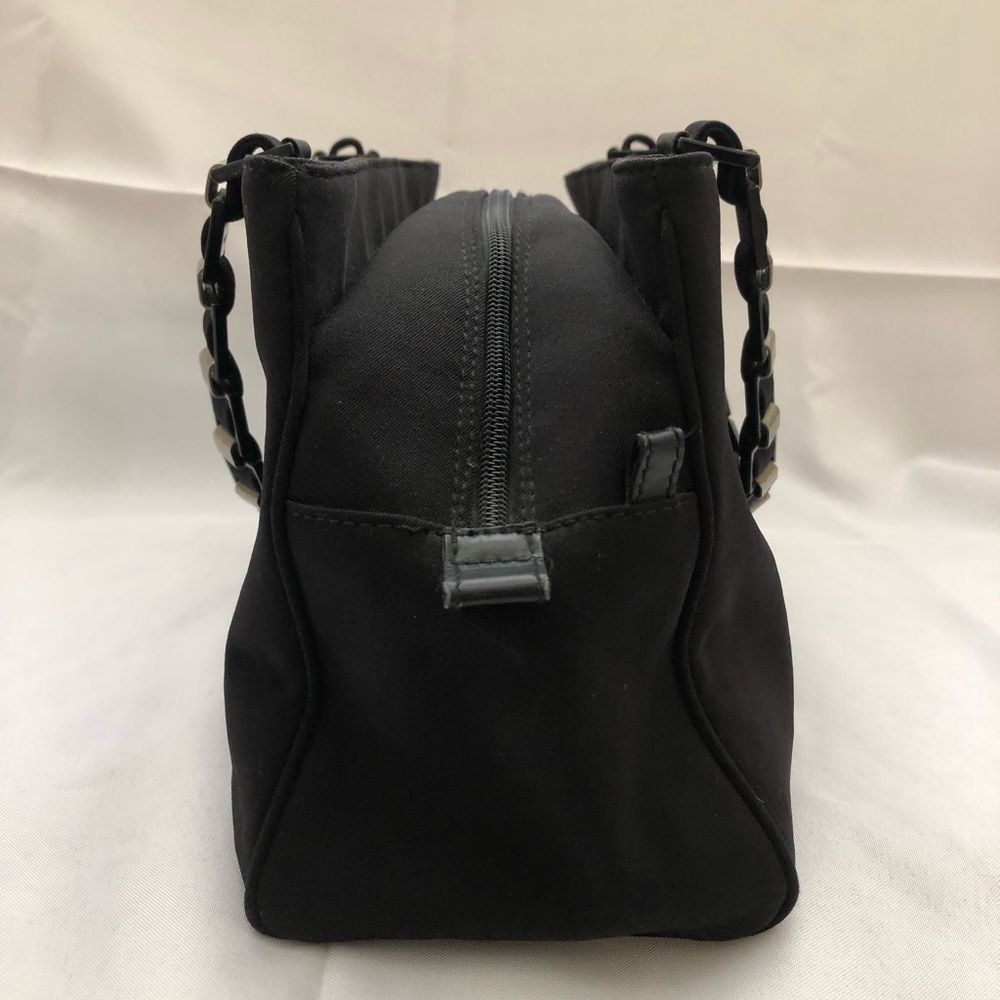 Salvatore Ferragamo Black Canvas Handbag With Leather & Chain Handles - Picture 2 of 16